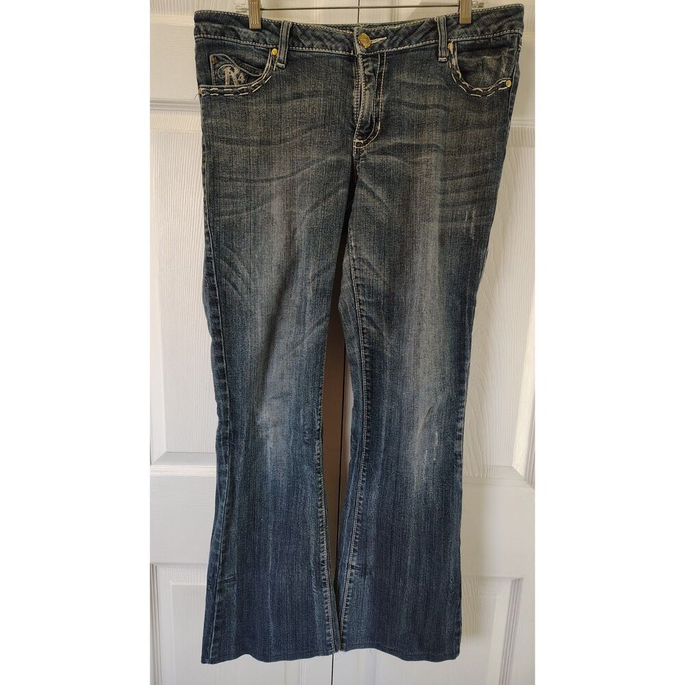 Rock 47 by Wrangler Ultra Low Rise Bootcut Jeans Dark Wash Western 11x36